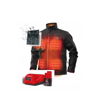Куртка з підігрівом MILWAUKEE, M12 HJBL5-201 (M), чорна (розмір M) (+зар.пр., 1 акум.Х 2Аг)