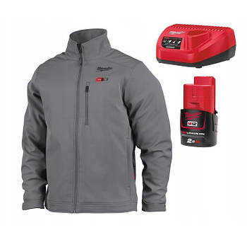 Куртка з підігрівом MILWAUKEE, M12 HJGREY5-201(S), сіра (розмір S) (+зар.пр., 1 акум.Х 2Аг)