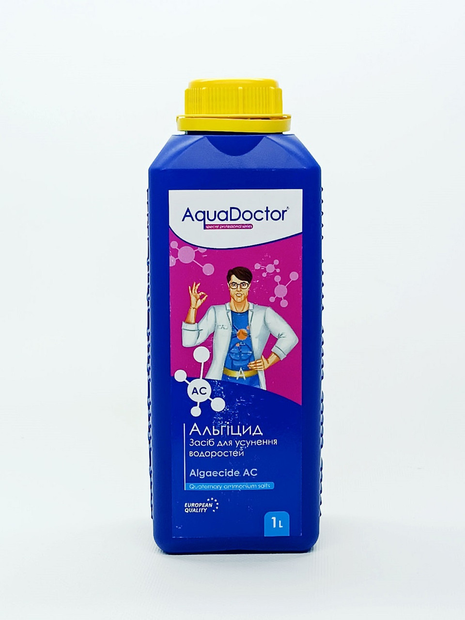 Альгіцид Aquadoctor AC 1 л — хімія для басейну проти водоростей, бактерій і грибків, безпечний засіб для очищення води, фото 1