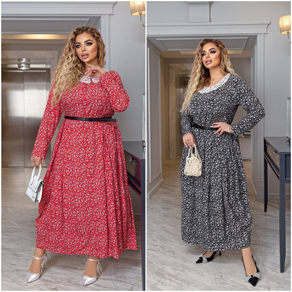 Літня красива сукня вільного крою з довгими рукавами із софту розміри батал