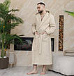 Турецький вафельний лазневий халат для чоловіків з капюшоном, халат домашній чоловічий, фото 6