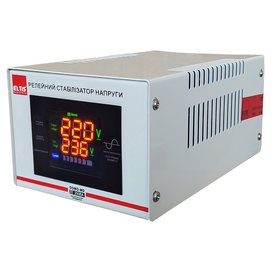 DOMO-МD- 350VA інформ. LED цифр. дисплей Елтіс Стабіліз.напруги 0,35кВА 1-фазний