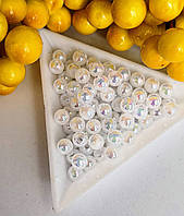 Пластикові намистини 6 мм/білий хамелеон/10 грамів (прим.100 шт.)