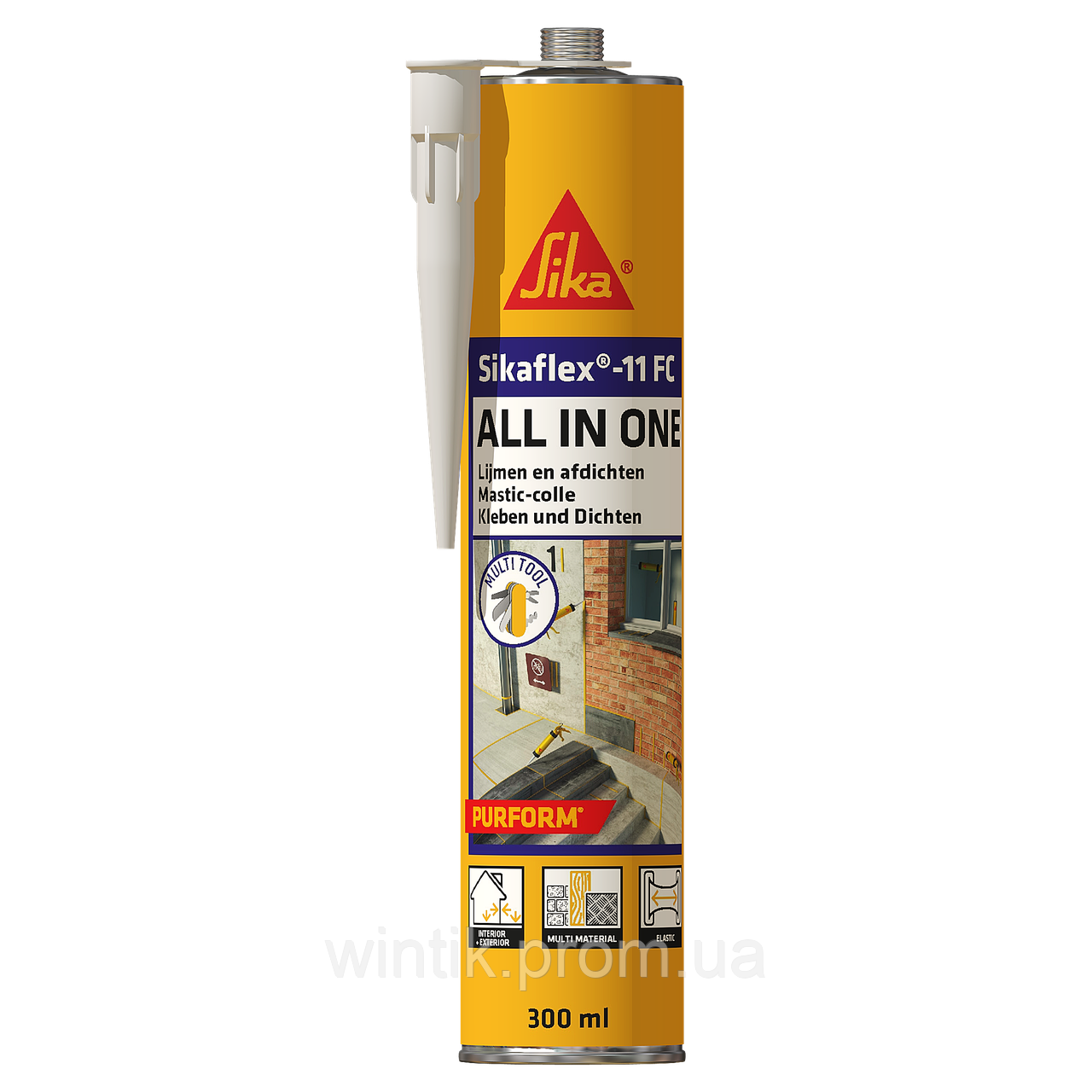 Эластичный герметик для вертикальных швов, серый 300 мл SIKA Sikaflex ...