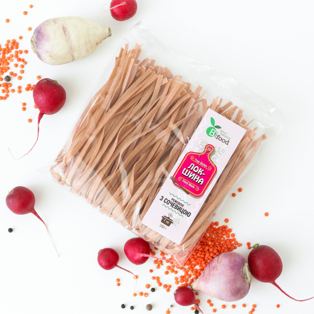 Локшина з рожевою сочевицею 300 г Bifood