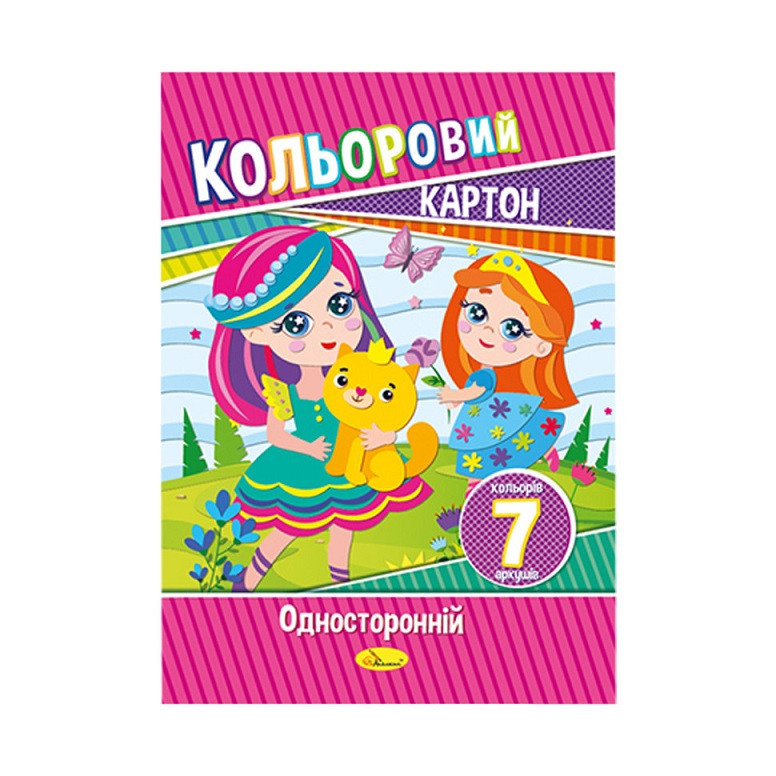 Набір кольорового картону А4 7кол, 230г/м2, АП-1101, Апельсин