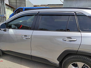 Дефлектори вікон із хром молдингом (вітровики) Toyota Rav 4 2019-2024 6 шт. (Uncle/Тайвань)