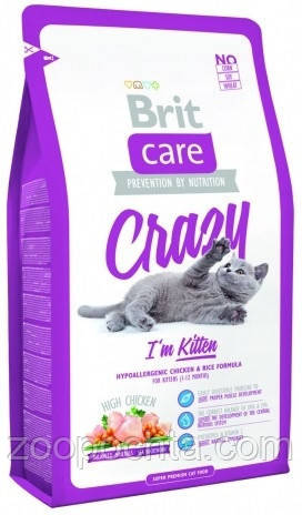 Сухий корм Brit Care CRAZY для кошенят, з куркою та рисом 2КГ