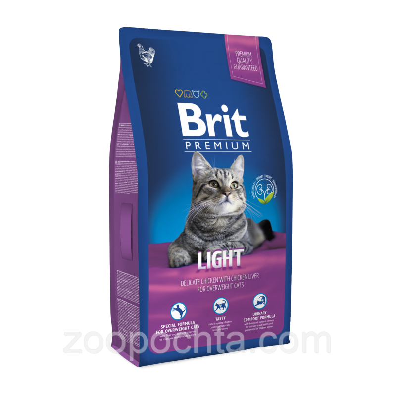 Сухий корм Brit Premium Light для кішок із надмірною вагою 8КГ, фото 1
