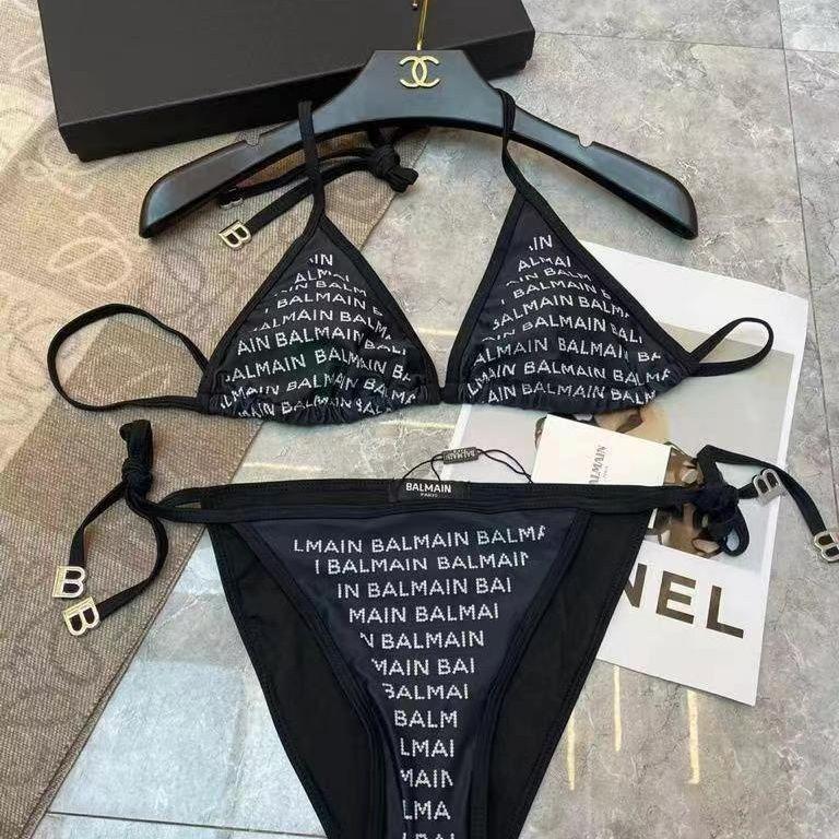 Жіночий фірмовий чорний роздільний купальник Balmain