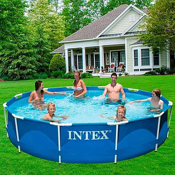 Садовий басейн каркасний круглий Intex для сім'ї з насосом і фільтром 6503л. для дорослих і дітей від 6 років