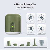 Портативний міні насос HENGDUAN NANO PUMP 2 для надувних матраців ковриків кіл помаранчевий, фото 3