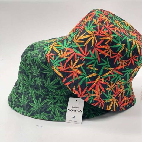 Літня двостороння панама унісекс КАНАБІС (Розмір 54-55,56-57), Чорна