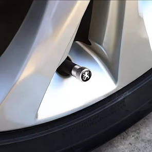 Ковпачки на ніпель для Пежо Alitek Rif Metal Silver Peugeot (4 шт.), фото 2