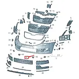Решітка бампера середня Skoda Octavia A7 17-20 без отв. під п/тронік, авто з ПТФ (Тайвань). 5E0853677J9B9, фото 2