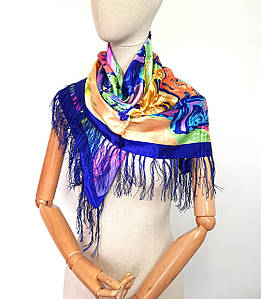 Хустка шовкова середня Рафаєла синя