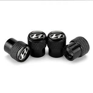 Ковпачки на ніпель для Hyundai Alitek Rif Metal Black Хюндай, 4 шт., фото 1