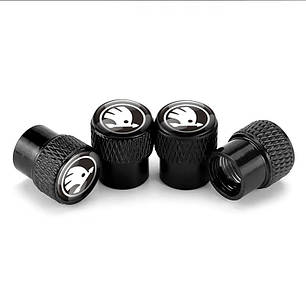 Ковпачки на ніпель для Skoda Alitek Rif Metal Black Шкода, 4 шт., фото 1