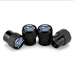 Ковпачки на ніпель для Субару Alitek Rif Metal Black Subaru (напис), 4 шт.