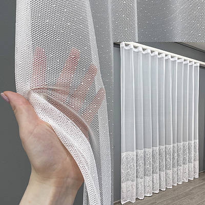 Готова тюль (3,5х2,7м) жакард, колекція "Greta". Колір білий. Код 1427т 42-0423