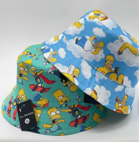 Літня двостороння панама унісекс СІМПСОНИ (Розмір 54-55,56-57), Блакитна/Ментол