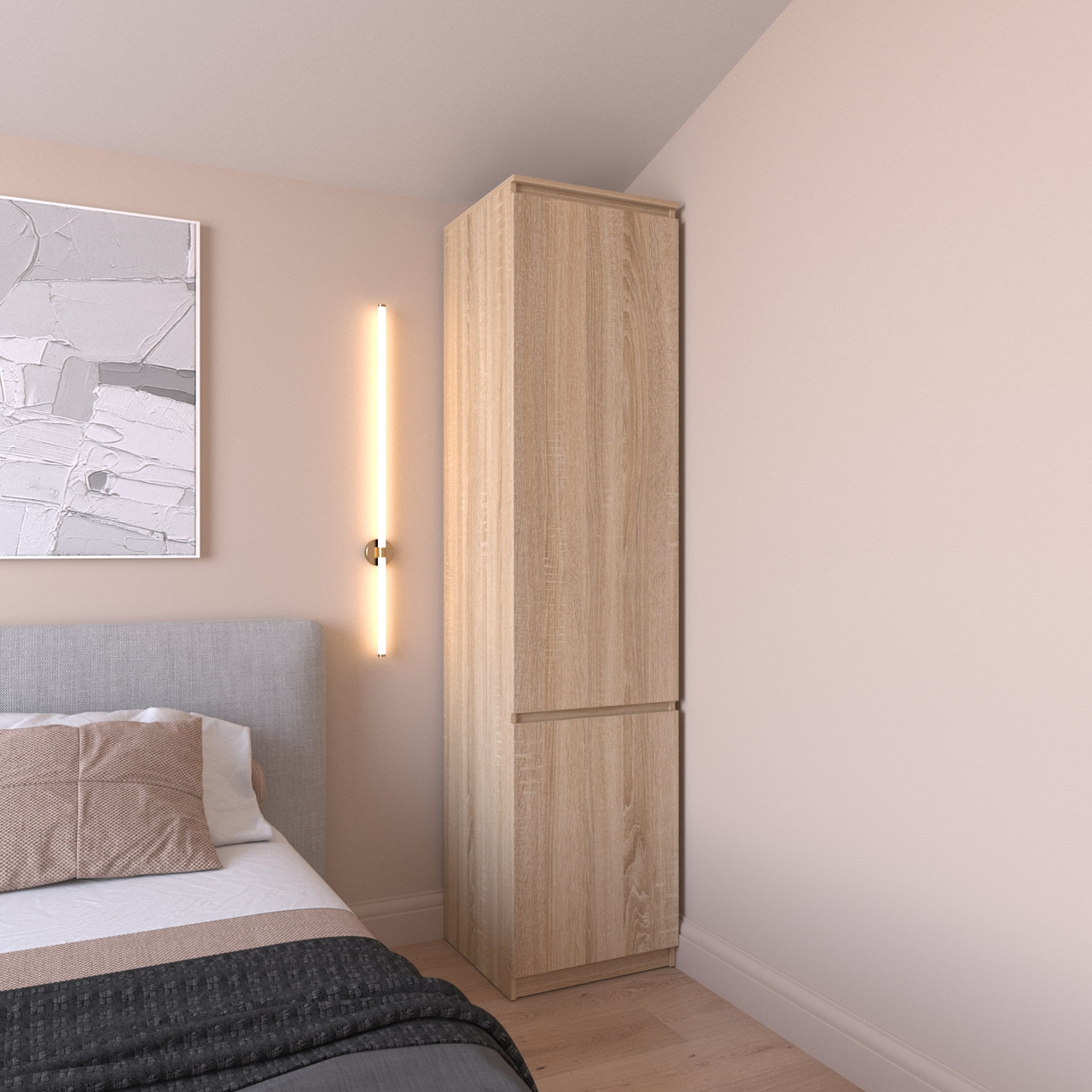 Пенал на 6 полиць без ручок Дуб сонома для одягу та речей h211*50*50 см, фото 1