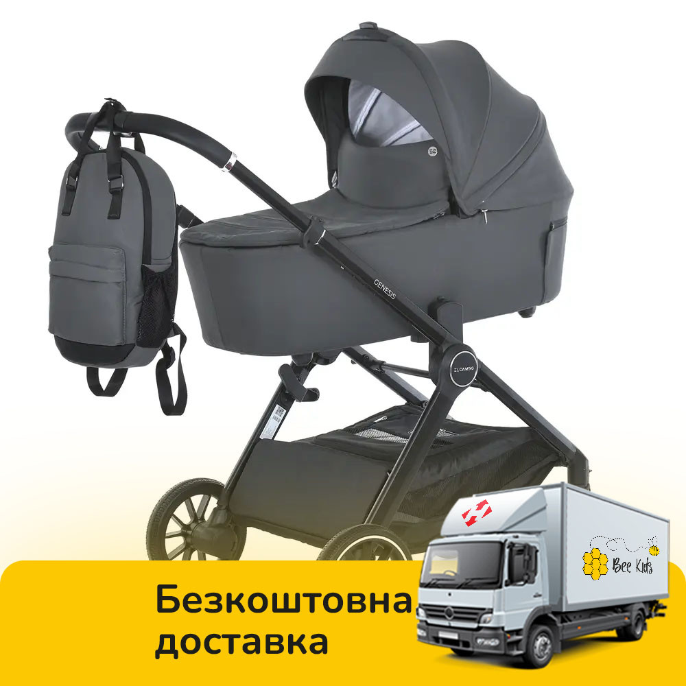 Універсальна коляска 2в1 El Camino GENESIS ME 1126 Asphalt Gray Темно-сіра, фото 1
