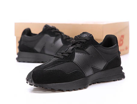 Чоловічі кросівки New Balance 327 All Black Взуття Нью Беланс 327 замша текстиль демісезон, фото 1