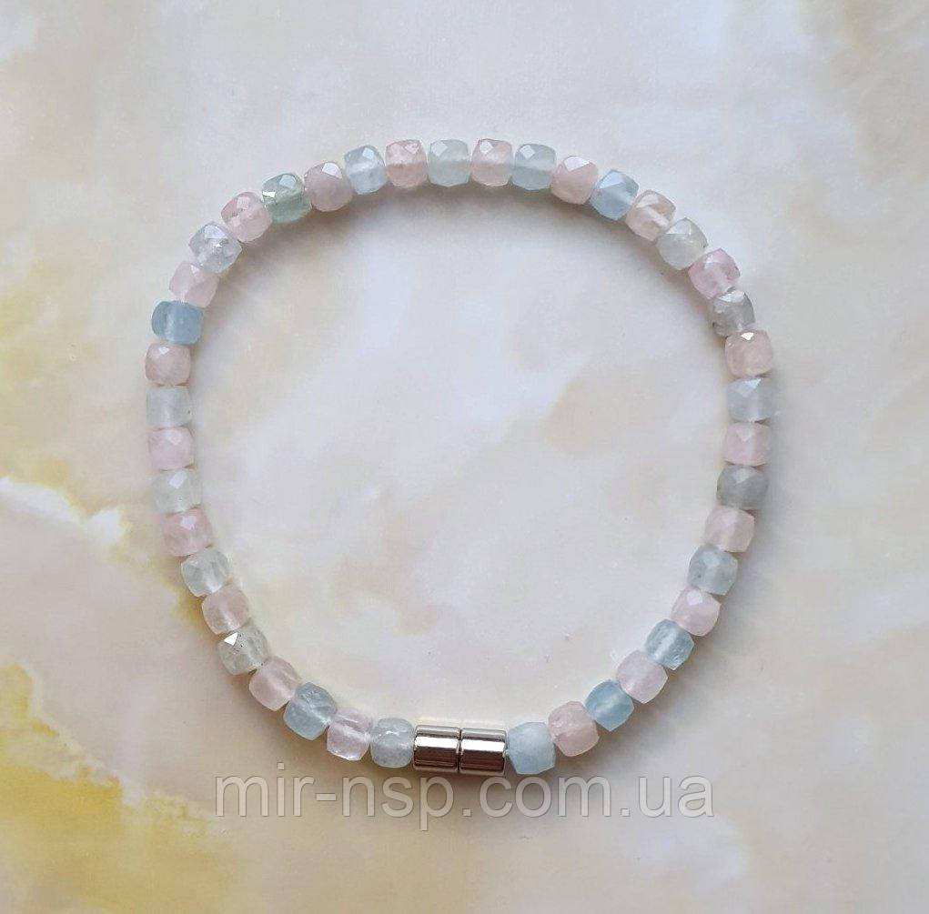 Браслет 100% натуральний беріл 4 мм розмір 18,5, фото 1