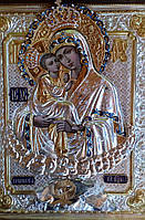 Икона в серебряной ризе Почаевская Божья Матерь 40*35 см