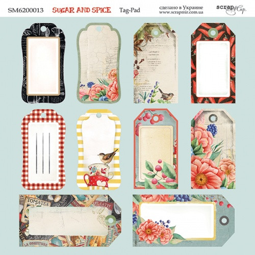 Лист двостороннього паперу 20х20см Tag-Pad Sugar and Spice від Scrapmir SM6200013