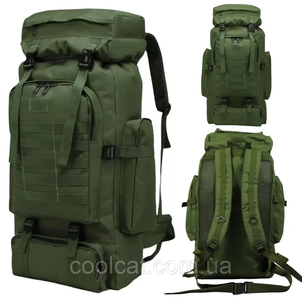 Тактичний рюкзак на 80л (72х34х17см) із системою Molle M13, Оливковий / Туристичний рюкзак у похід