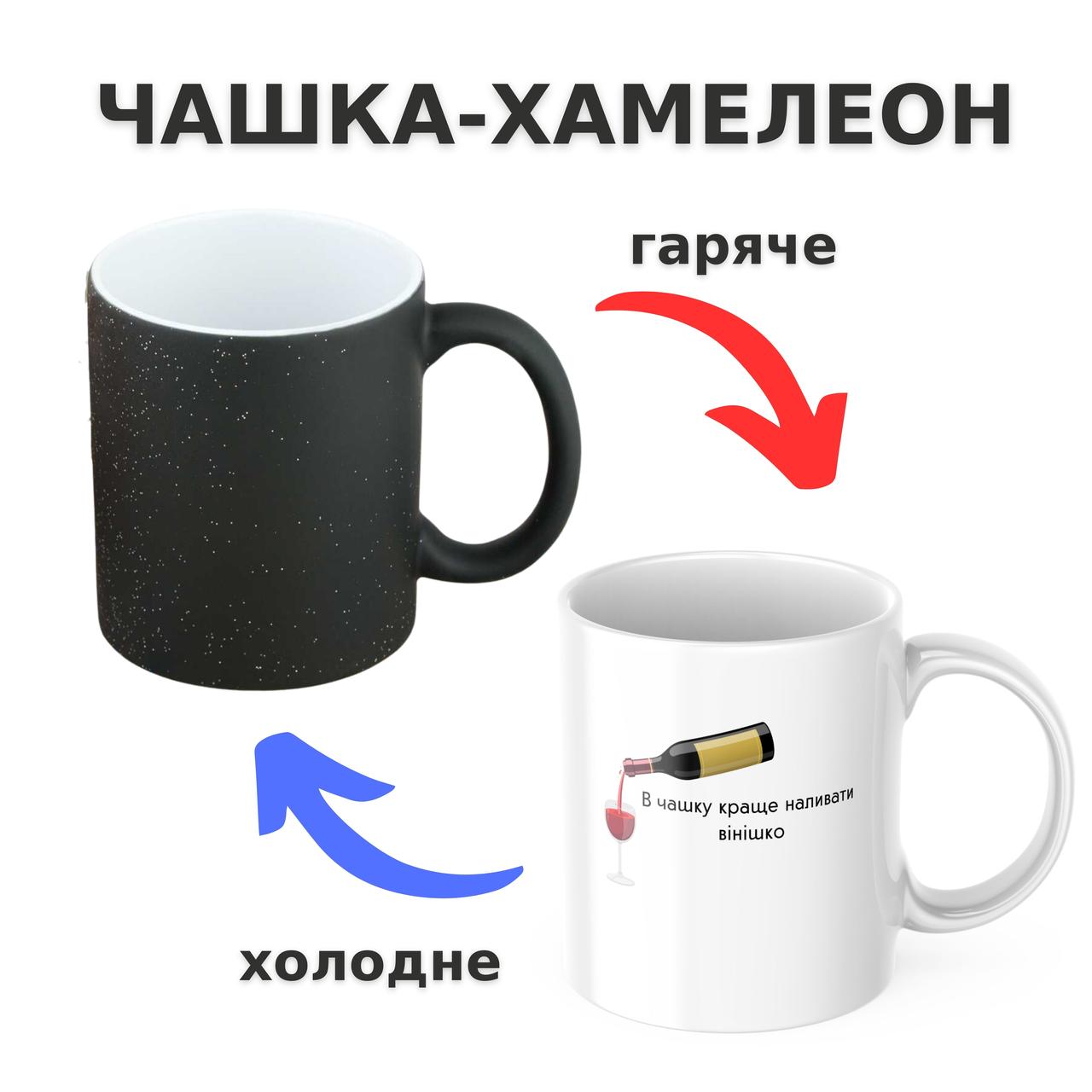 Чашка-хамелеон з принтом 330 мл Чашка-хамелеон для вінішка