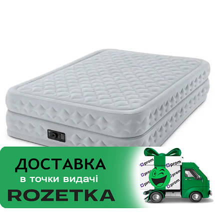 Надувне двоспальне ліжко Intex 64490 Сірий (152-203-51) з вбудованим електричним насосом, фото 1