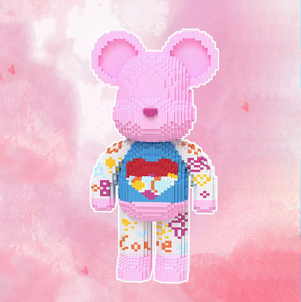 Конструктор Magic Blocks у вигляді ведмедика Bearbrick «Heart» Рожевий