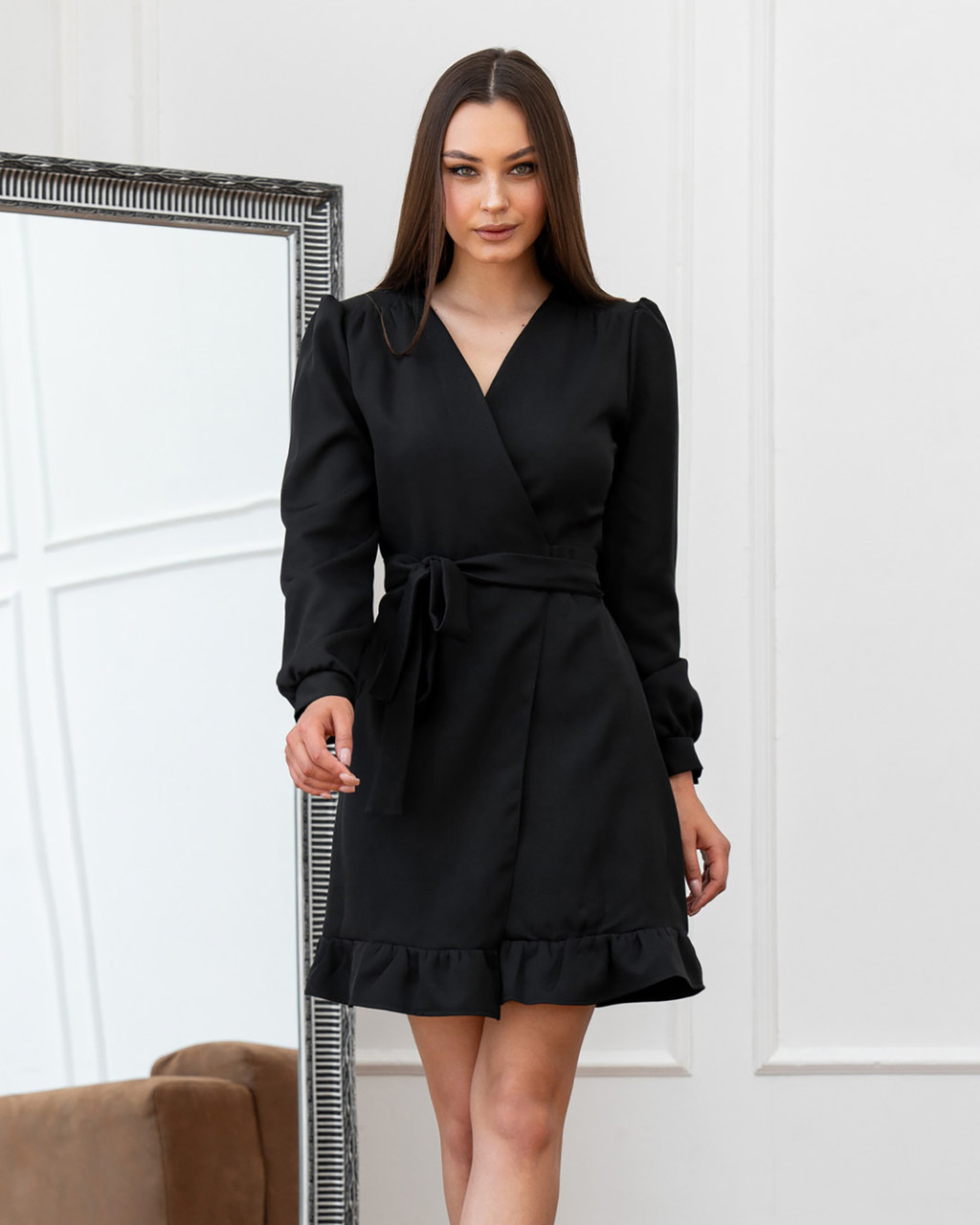 Молодіжне красиве та зручне плаття на запах Melisa, коротке, чорне