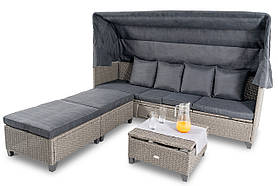 Садові меблі Di Volio Luca: сірий ротанг з графітовими подушками, відпочинковий комплект, балдахін