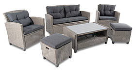 Садовий комплект меблів Di Volio Firenze (6 в 1): ротанг, сірий/графіт, стіл, диван, крісла