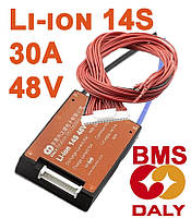 BMS Плата DaLy для захисту Li-ion 48V 14S 30А літієвої батареї (симетрія, вологозахисна, з балансиром) AVADONA