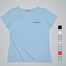 44-46,48,50,52,54. Стильні жіночі футболки з м'якого та приємного бавовняного матеріалу - блакитного кольору