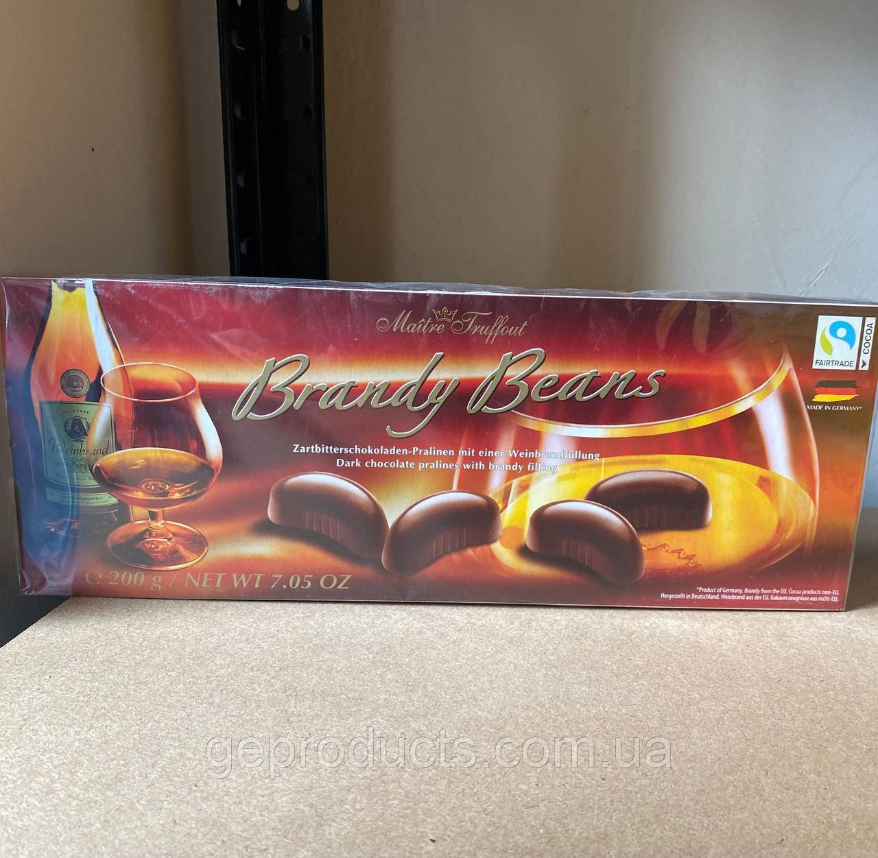 Шоколадні цукерки з бренді Maitre Truffout Brandy Beans 200г. Австрія