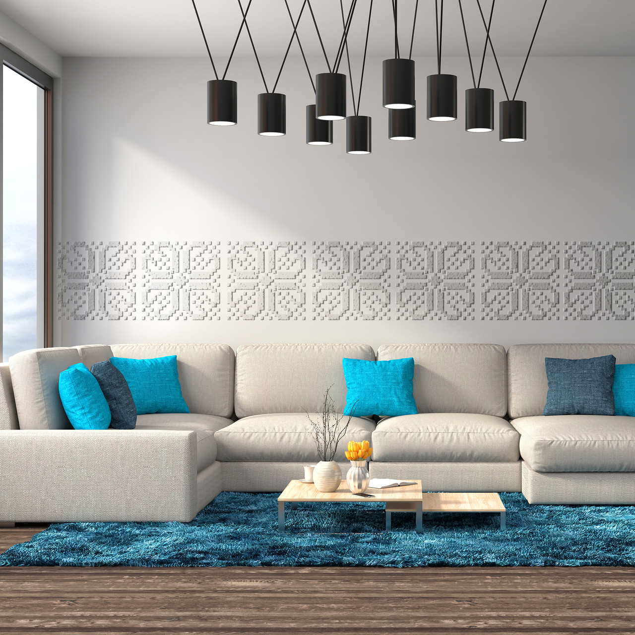 Трафарет для декоративної штукатурки, з малюнком Вишиванка товщина 3 мм, 40х40 (440х440), фото 1