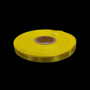 Стрічка атласна 6 мм, жовта, 23 м