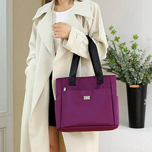 Жіноча сумка Vento Marea, нейлонова міська сумка на плече, стильний шоппер, фіолетова Код 69-0004