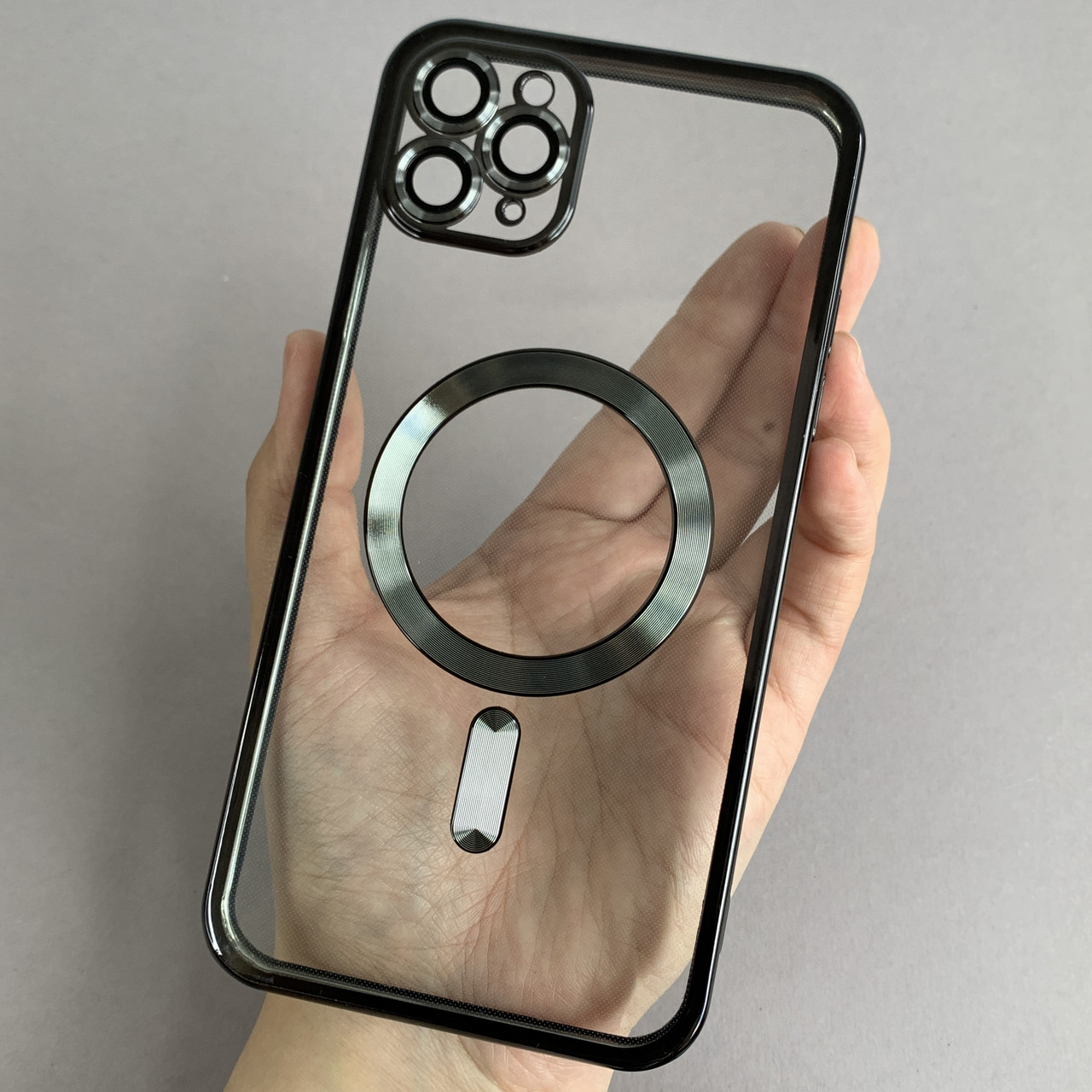 Чохол для Apple iPhone 11 Pro Max прозорий чохол з магсейф на телефон айфон 11 про макс чорний h3b