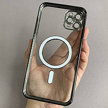 Чохол для Apple iPhone 11 Pro Max прозорий чохол з магсейф на телефон айфон 11 про макс чорний h3b, фото 2