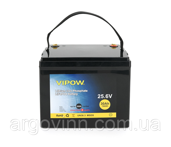 Акумуляторна батарея Vipow LiFePO4 25,6V 30Ah із вбудованою ВМS платою 25A (230*128*209), 8,5kg