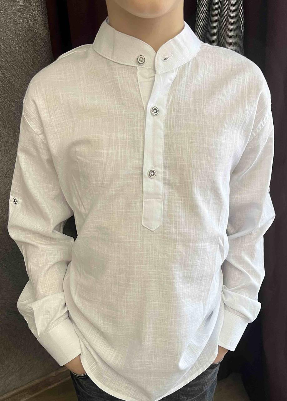 Опт Сорочка стойка для хлопців, довгий рукав, р. 7-12 років, ЛЬОН