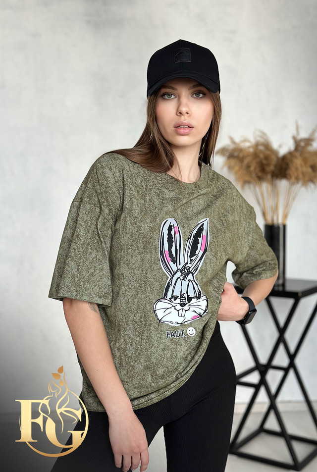 Жіночий костюм з футболки тай-дай і велосипедок "Bunny" оптом Жіночий костюм з футболки тай-дай і велосипедок "Bunny" оптом