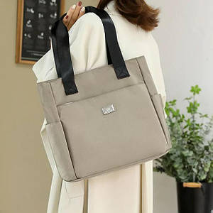 Жіноча сумка Vento Marea, нейлонова міська сумка на плече, стильний шоппер, бежева Код 69-0011